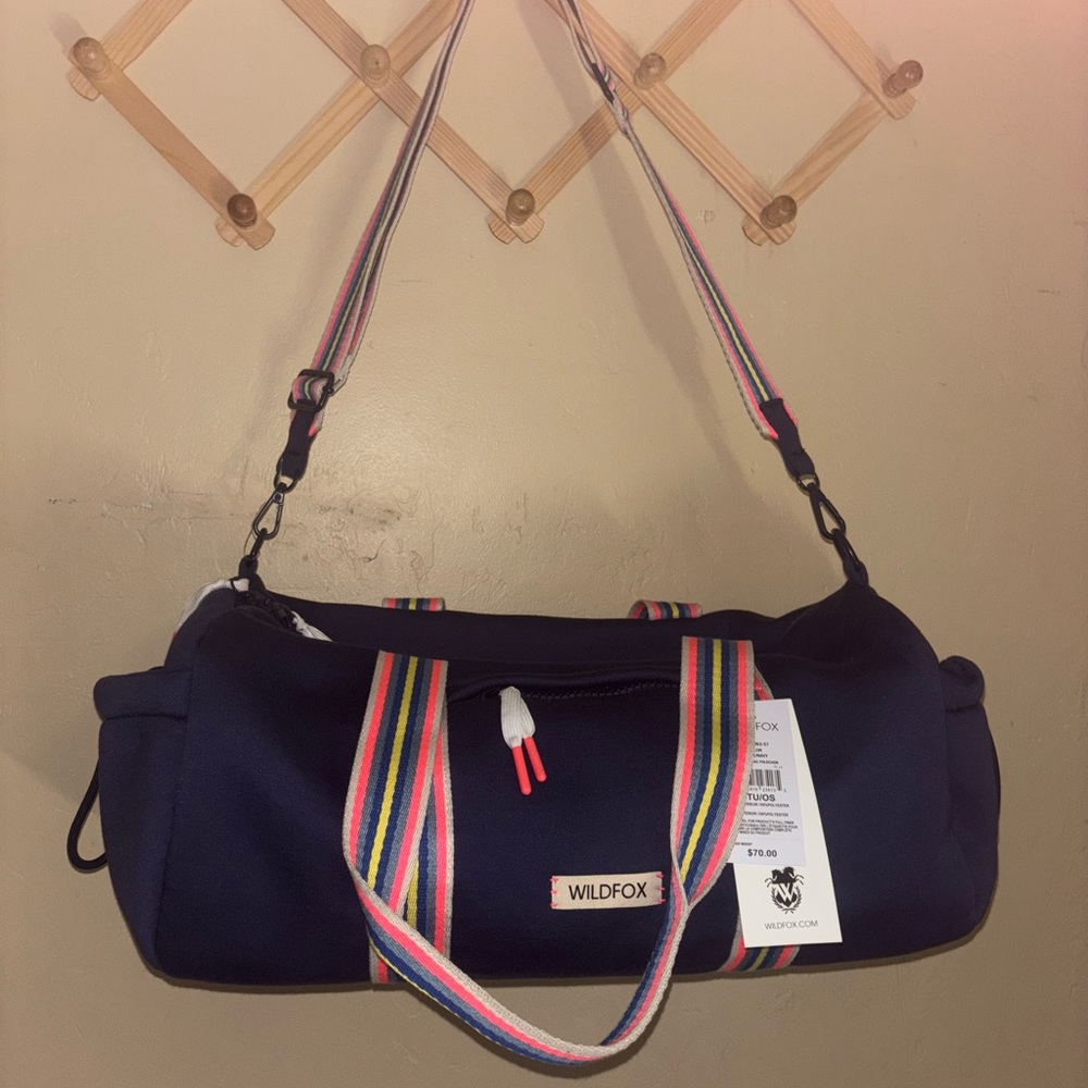 Wildfox Blue and Pink Travel Bag with Sporty Stripes